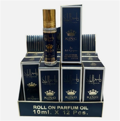 Ard Al Zaafaran Taj Al Malik The King Crown Concentrated Perfume Oil 10ml x 12 Pack | Citrus, Spicy, Woody & Cocoa | Roll-On Fragrance