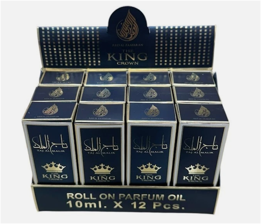 Ard Al Zaafaran Taj Al Malik The King Crown Concentrated Perfume Oil 10ml x 12 Pack | Citrus, Spicy, Woody & Cocoa | Roll-On Fragrance