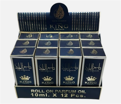 Ard Al Zaafaran Taj Al Malik The King Crown Concentrated Perfume Oil 10ml x 12 Pack | Citrus, Spicy, Woody & Cocoa | Roll-On Fragrance