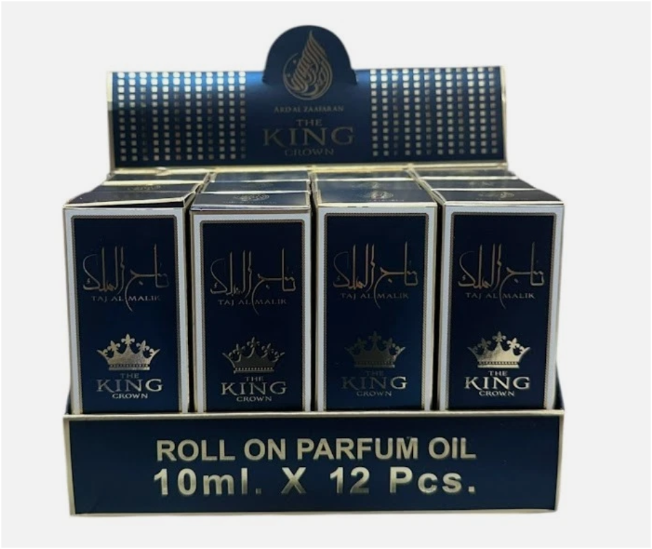 Ard Al Zaafaran Taj Al Malik The King Crown Concentrated Perfume Oil 10ml x 12 Pack | Citrus, Spicy, Woody & Cocoa | Roll-On Fragrance