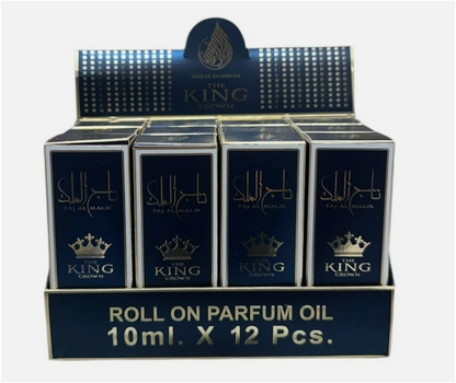 Ard Al Zaafaran Taj Al Malik The King Crown Concentrated Perfume Oil 10ml x 12 Pack | Citrus, Spicy, Woody & Cocoa | Roll-On Fragrance