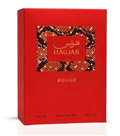 Rasasi Hawas Rouge Eau de Parfum 100ml (3.38 Fl Oz) | Tangerine, Raspberry, Chocolate, Rose, Orange Blossom, Vanilla, Musk &amp; Coffee | Women's Fragrance