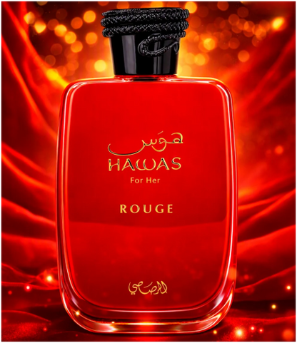 Rasasi Hawas Rouge Eau de Parfum 100ml (3.38 Fl Oz) | Tangerine, Raspberry, Chocolate, Rose, Orange Blossom, Vanilla, Musk &amp; Coffee | Women's Fragrance