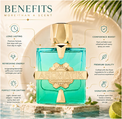 French Avenue Aromatix Sun Kissed Eau de Parfum Spray for Unisex, Woody Aromatic Fragrance, 3.4 fl oz / 100 ml