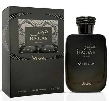 Rasasi Hawas Venom Eau de Parfum 100ml (3.4 Fl Oz) | Incense, Labdanum, Leather, Vanilla & Patchouli | Men's Fragrance