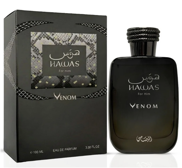 Rasasi Hawas Venom Eau de Parfum 100ml (3.4 Fl Oz) | Incense, Labdanum, Leather, Vanilla & Patchouli | Men's Fragrance