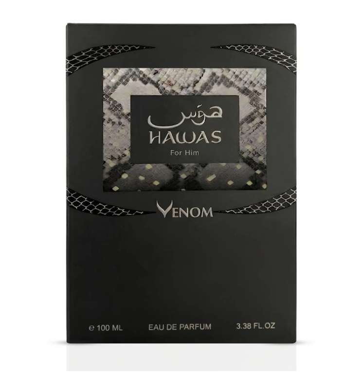 Rasasi Hawas Venom Eau de Parfum 100ml (3.4 Fl Oz) | Incense, Labdanum, Leather, Vanilla & Patchouli | Men's Fragrance
