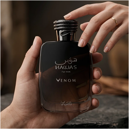 Rasasi Hawas Venom Eau de Parfum 100ml (3.4 Fl Oz) | Incense, Labdanum, Leather, Vanilla & Patchouli | Men's Fragrance