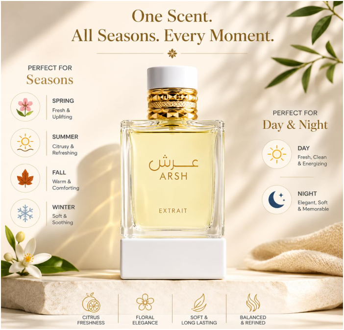 French Avenue Arsh Extrait Eau de Parfum 100ml (3.4 Fl Oz) | Fresh, Fruity, Floral & Woody Notes | Unisex Fragrance