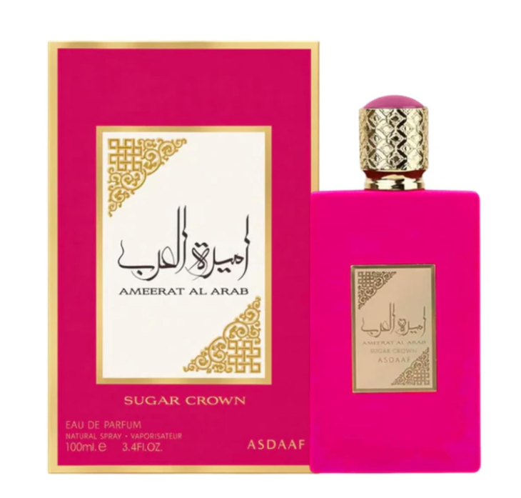 Lattafa Ameerat Al Arab Sugar Crown Eau de Parfum for Women, 100ml (3.4 Fl Oz), Sweet Floral Fruity Fragrance with Fruity, Floral, Vanilla, Musk & Woody Accords