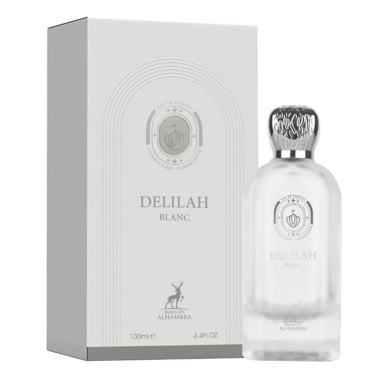 Maison Alhambra Delilah Blanc Eau de Parfum for Women, 100ml (3.4 Fl Oz), Floral Fruity Fragrance with Rhubarb, Litchi, Bergamot, Turkish Rose, Peony, Vanilla, White Musk & Cashmeran