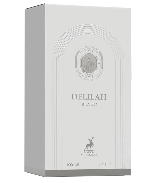 Maison Alhambra Delilah Blanc Eau de Parfum for Women, 100ml (3.4 Fl Oz), Floral Fruity Fragrance with Rhubarb, Litchi, Bergamot, Turkish Rose, Peony, Vanilla, White Musk & Cashmeran