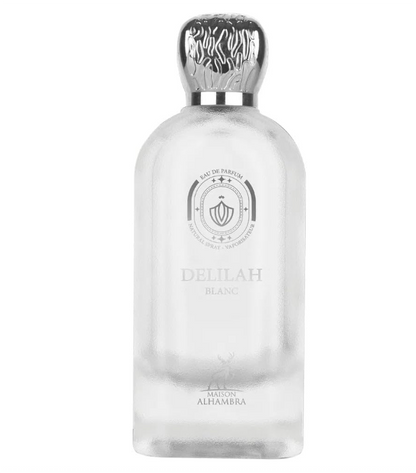 Maison Alhambra Delilah Blanc Eau de Parfum for Women, 100ml (3.4 Fl Oz), Floral Fruity Fragrance with Rhubarb, Litchi, Bergamot, Turkish Rose, Peony, Vanilla, White Musk & Cashmeran
