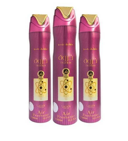 Lattafa Tharwah Air Freshener 3 Piece Combo, 300 ml Each, Home and Car Fragrance Freshener