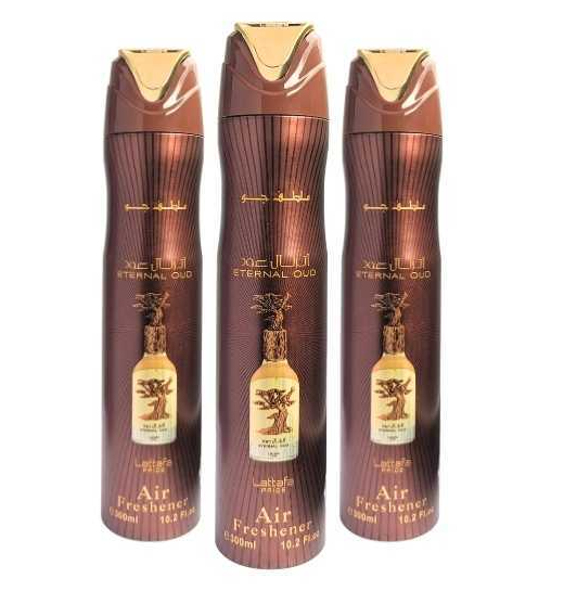 LATTAFA PRIDE ETERNAL OUD Air Freshener 300ML 3 PC Combo – Long-Lasting Oud &amp; Woody Fragrance for Home, Car &amp; Office