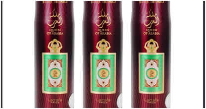 LATTAFA QUEEN OF ARABIA Aerosol Air Freshener Spray 300ML 3 PC Combo – Fragrant Room &amp; Home Freshener