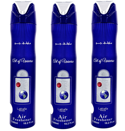 Lattafa Art of Universe Air Freshener 3 Pc Combo, Fragrance Air Freshener Spray for Home, Car &amp; Office, 3-Piece Freshener Set
