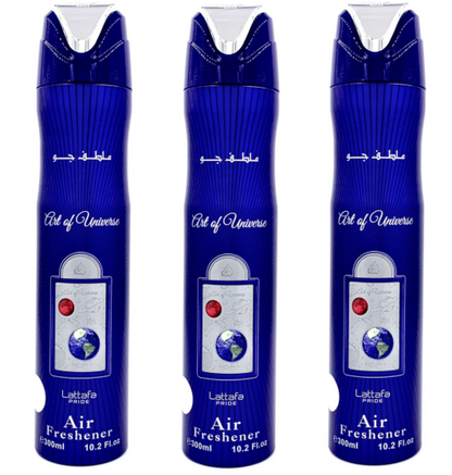 Lattafa Art of Universe Air Freshener 3 Pc Combo, Fragrance Air Freshener Spray for Home, Car &amp; Office, 3-Piece Freshener Set