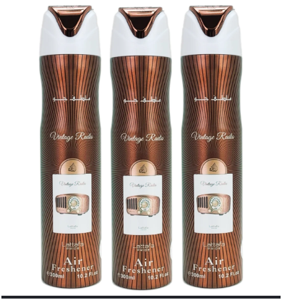Lattafa Vintage Radio Air Freshener 3 Pc Combo, 300ml Fragrance Air Freshener Spray Set for Home, Car &amp; Office, 3-Piece Combo