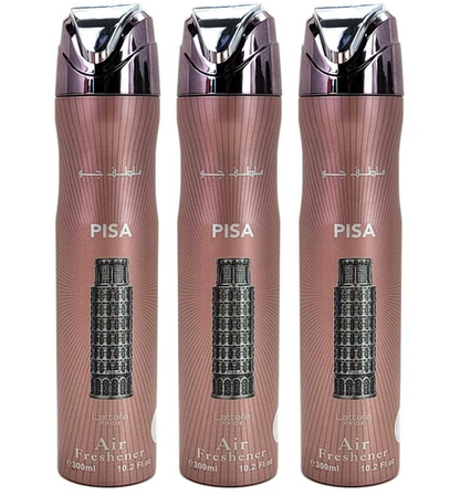 Lattafa Pisa Air Freshener 3 Pc Combo, 300ml Fragrance Air Freshener Spray Set for Home, Car &amp; Office, 3-Piece Combo