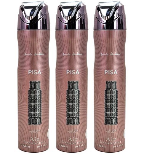 Lattafa Pisa Air Freshener 3 Pc Combo, 300ml Fragrance Air Freshener Spray Set for Home, Car &amp; Office, 3-Piece Combo