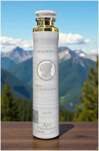 Lattafa Her Confession Air Freshener 300ml, Fragrance Air Freshener Spray for Home, Car &amp; Office, Feminine Warm Floral Scent