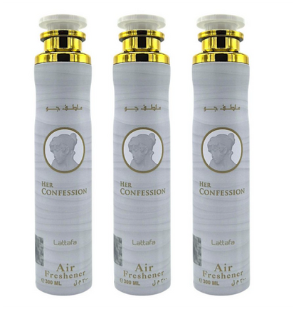 Lattafa Her Confession Air Freshener 300ml, Fragrance Air Freshener Spray for Home, Car &amp; Office, Feminine Warm Floral Scent