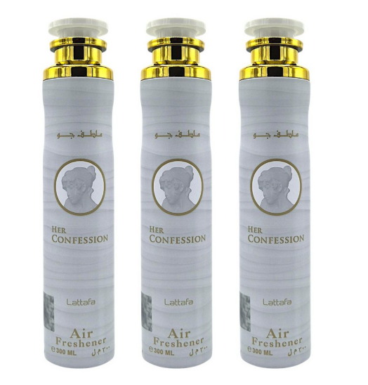 Lattafa Her Confession Air Freshener 300ml, Fragrance Air Freshener Spray for Home, Car &amp; Office, Feminine Warm Floral Scent