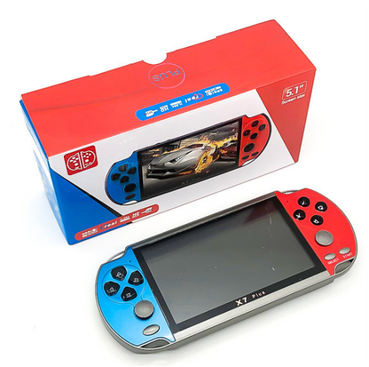 X7PLUS Video Game Console, 5.1-Inch Screen, Dual Joystick, Built-In Retro Games, Arcade Gaming System, Video & Music Support, AV Output