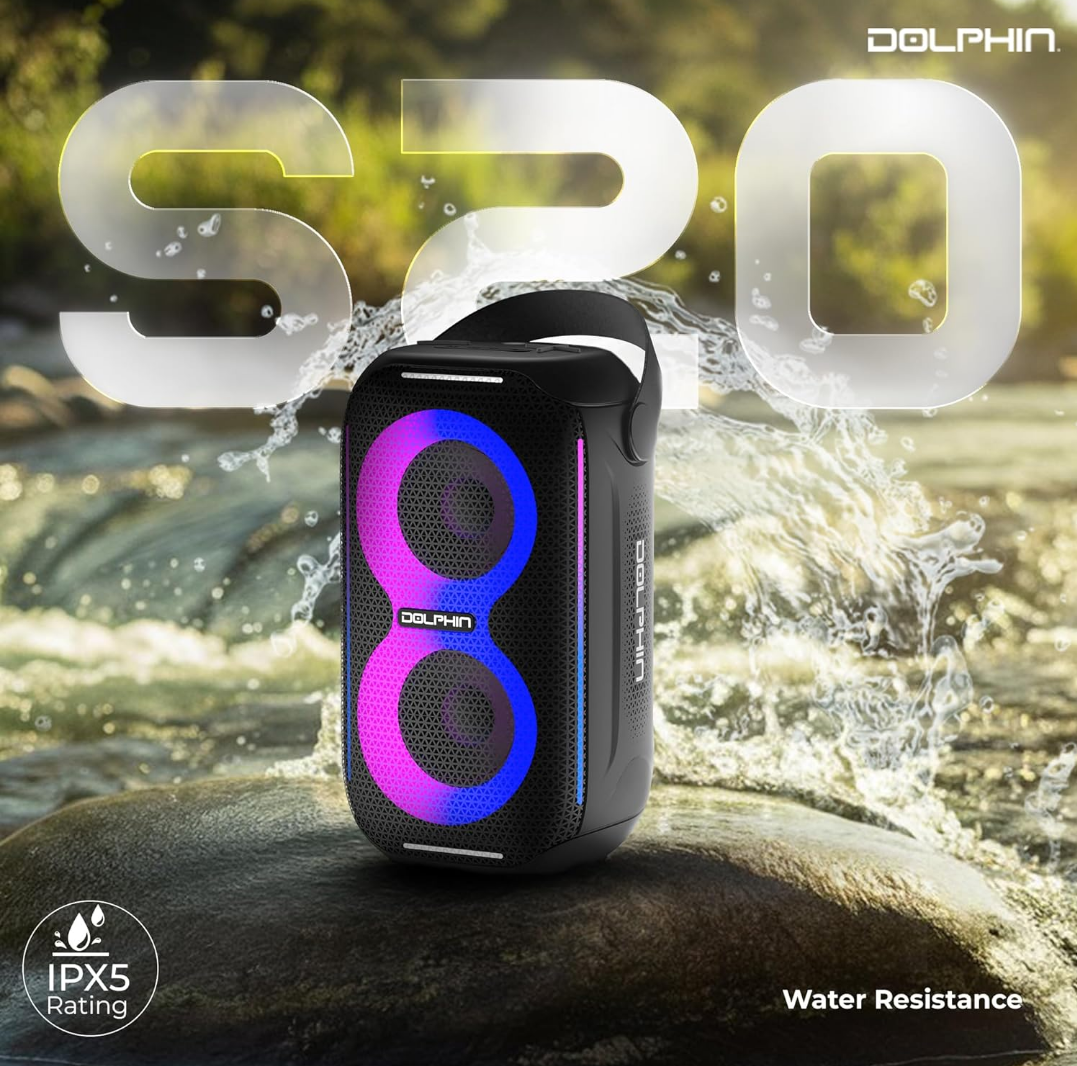 Dolphin 20W Portable Bluetooth Speaker with FM Radio – Party-Ready Sound Anywhere