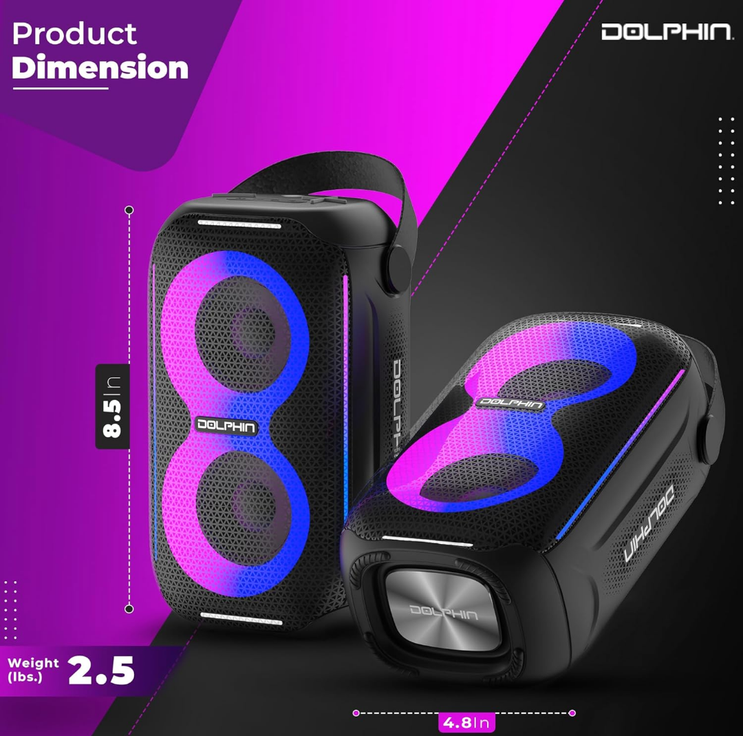 Dolphin 20W Portable Bluetooth Speaker with FM Radio – Party-Ready Sound Anywhere