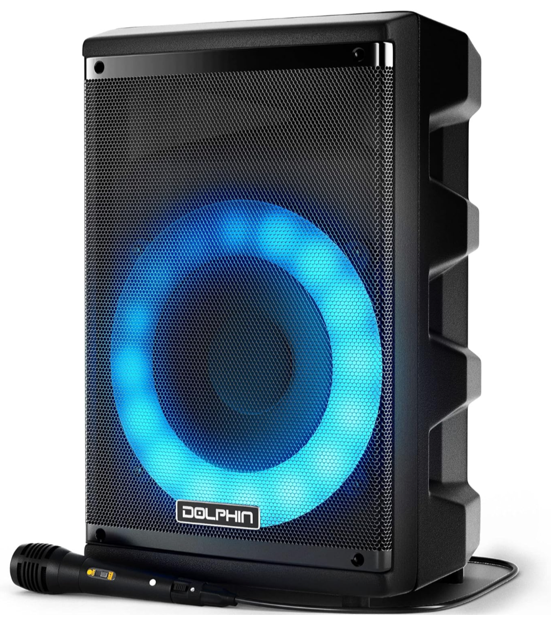 Dolphin 8" Heavy-Duty Handy Party Speaker with Wired Microphone & Remote Control