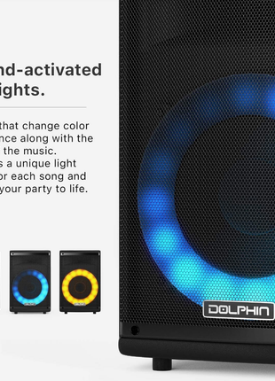 Dolphin 8" Heavy-Duty Handy Party Speaker with Wired Microphone & Remote Control