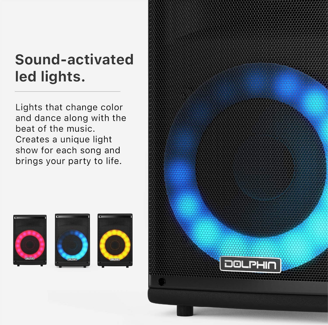 Dolphin 8" Heavy-Duty Handy Party Speaker with Wired Microphone & Remote Control