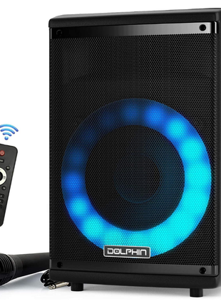 Dolphin 8" Heavy-Duty Handy Party Speaker with Wired Microphone & Remote Control