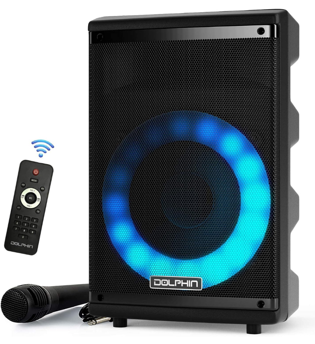 Dolphin 8" Heavy-Duty Handy Party Speaker with Wired Microphone & Remote Control
