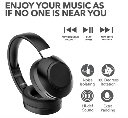 RCA Wave-54 Wireless Over-Ear Bluetooth Headphones – Premium Sound & Comfort