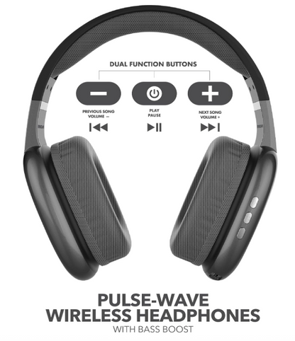 RCA Wave‑56 Wireless Over‑Ear Bluetooth Headphones – 20 Hour Battery Life, Hi‑Res Audio, Enhanced Bass, Transparency Mode, Lightweight Comfort, Travel Friendly Design, White