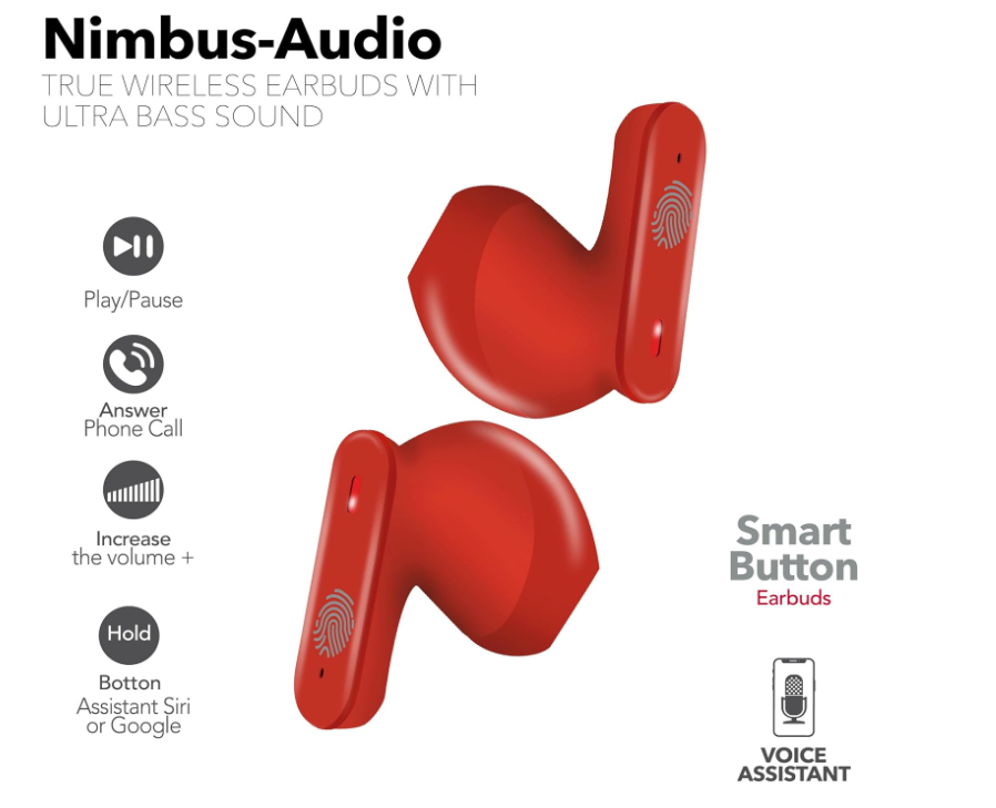 RCA Wave-78 True Wireless Earbuds – Bluetooth, 20H Playtime, Immersive Sound, Compact Design, Multi-Color (Black, White, Red)
