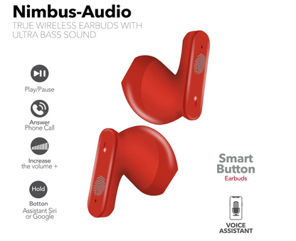 RCA Wave-78 True Wireless Earbuds – Bluetooth, 20H Playtime, Immersive Sound, Compact Design, Multi-Color (Black, White, Red)