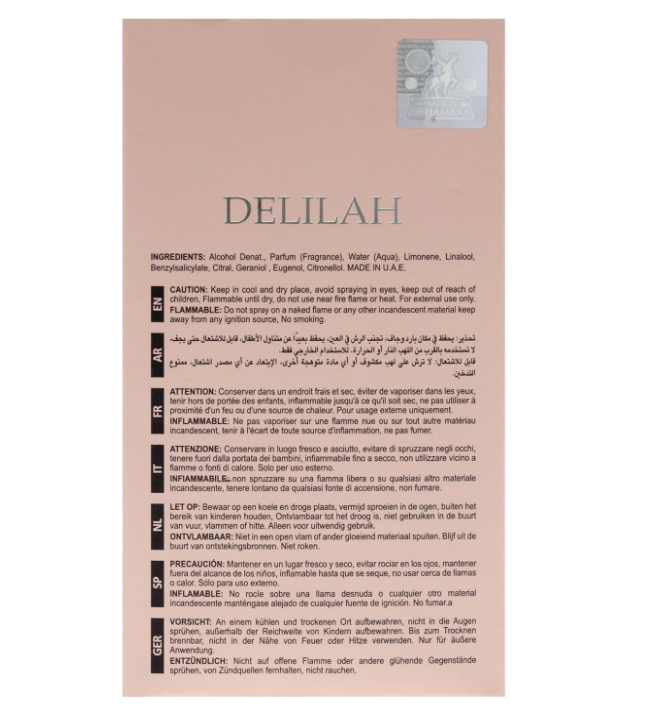 Lattafa Maison Alhambra Delilah Pour Femme Eau de Parfum for Women 3.4 oz / 100ml – Floral Fruity Sweet Perfume Spray Long Lasting