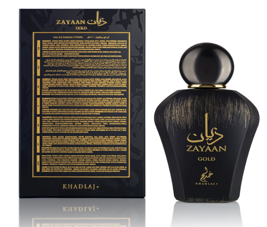 KHADLAJ Zayaan Gold Eau de Parfum Spray for Men 3.4 FL OZ (100ml) Long Lasting Spicy Woody Amber Fruity Luxury Arabic Perfume Bold Masculine Signature Fragrance