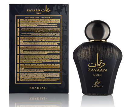 KHADLAJ Zayaan Gold Eau de Parfum Spray for Men 3.4 FL OZ (100ml) Long Lasting Spicy Woody Amber Fruity Luxury Arabic Perfume Bold Masculine Signature Fragrance