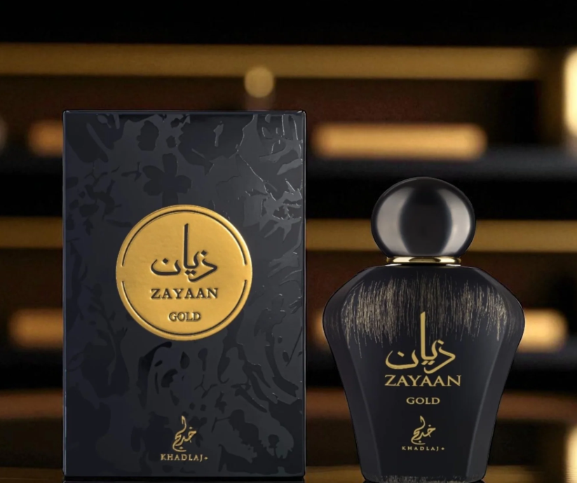 KHADLAJ Zayaan Gold Eau de Parfum Spray for Men 3.4 FL OZ (100ml) Long Lasting Spicy Woody Amber Fruity Luxury Arabic Perfume Bold Masculine Signature Fragrance