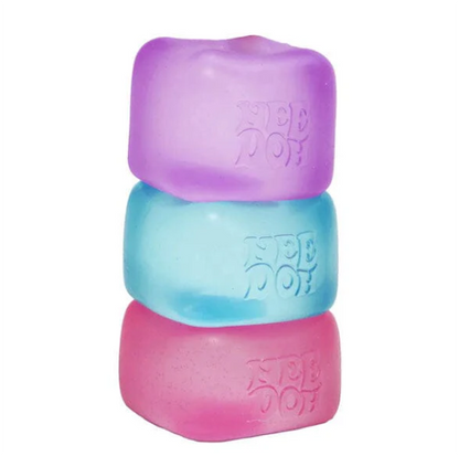 Stress Cube Squishy Stress Balls for Adults & Kids | Ice Cube Shape Fidget Sensory Toy | Soft Squeeze Anxiety Relief Toy | Purple, Green, Blue & Red