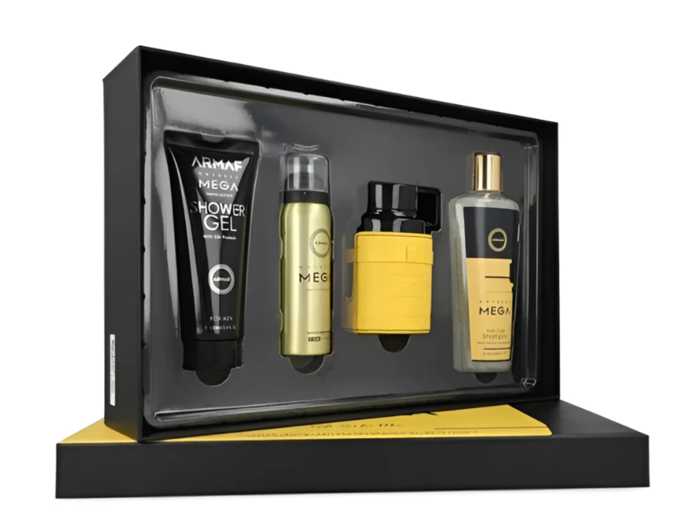 Armaf Odyssey Mega Gift Set | Eau de Parfum 3.4 oz | Luxury 4-Piece Men’s Fragrance Collection | Fresh Citrus Woody Spicy Scent