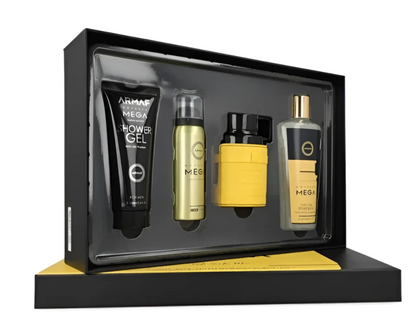 Armaf Odyssey Mega Gift Set | Eau de Parfum 3.4 oz | Luxury 4-Piece Men’s Fragrance Collection | Fresh Citrus Woody Spicy Scent
