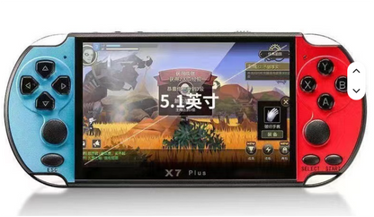 X7PLUS Video Game Console, 5.1-Inch Screen, Dual Joystick, Built-In Retro Games, Arcade Gaming System, Video & Music Support, AV Output