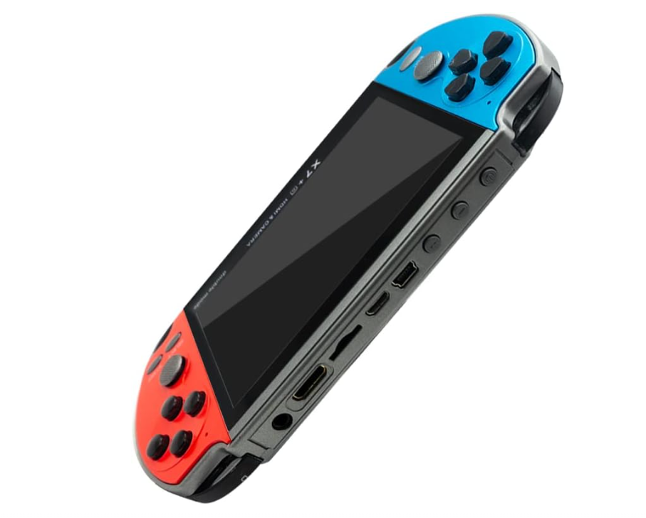 X7PLUS Video Game Console, 5.1-Inch Screen, Dual Joystick, Built-In Retro Games, Arcade Gaming System, Video & Music Support, AV Output