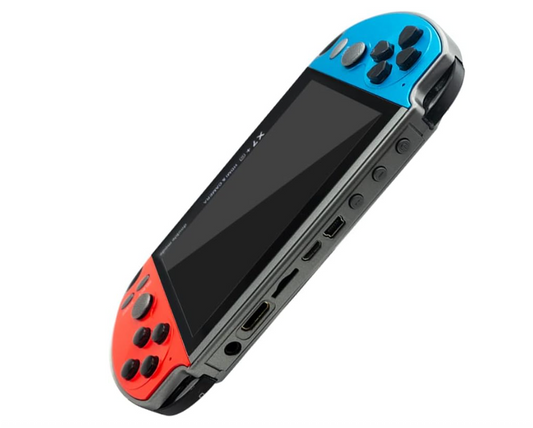 X7PLUS Video Game Console, 5.1-Inch Screen, Dual Joystick, Built-In Retro Games, Arcade Gaming System, Video & Music Support, AV Output